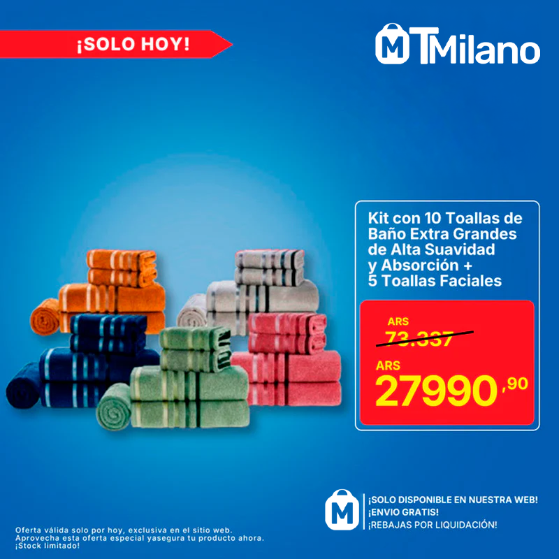 Kit de 10 Toallas Super Bañera de Alta Suavidad y Absorción + 5 Toallas de Rostro